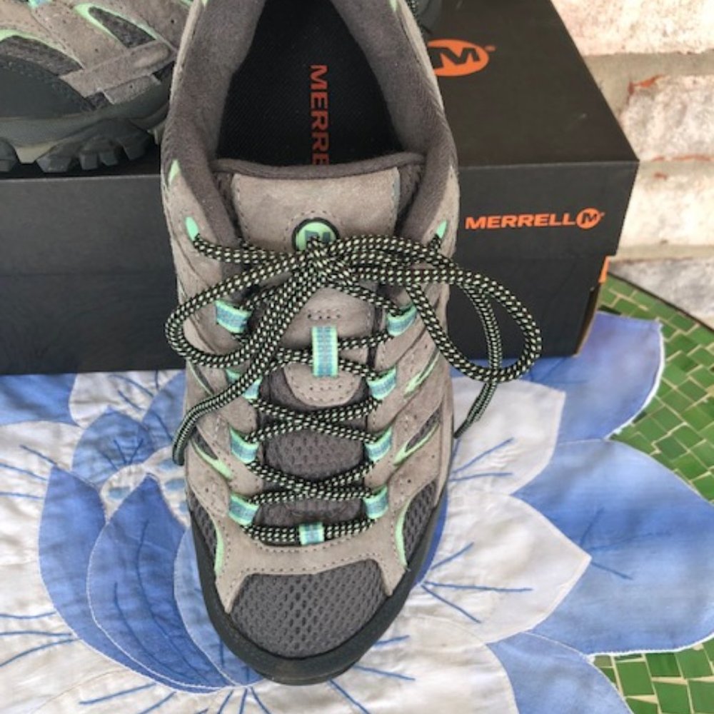 MERRELL MOAB 2 WATERPROOF HIKING SHOE DRIZZLE/MINT 7.5 W - Picture 3 of 14